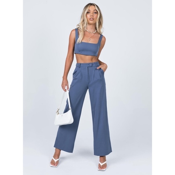 Princess Polly Huxley Blue Square Neck Crop Top Size 8 - Picture 2 of 10